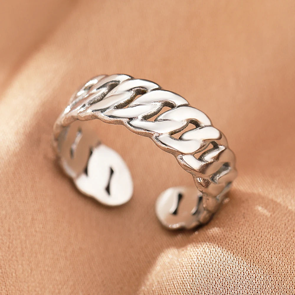 Edelstahlringe Vintage Exquisit Hohl Einstellbare Offene Statement-Ringe Leichte Luxus-Mode-Ringe für Frauen Schmuck Neu