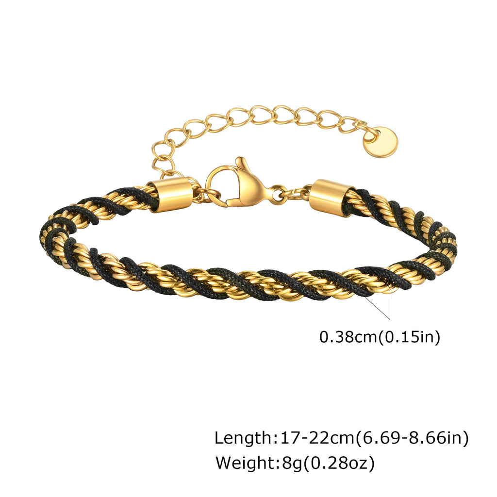 Zweifarbige Kettenarmband für Damen, klobiges Glied aus Metallmix, wasserdichter Schmuck aus Edelstahl, stylisches verstellbares Armband