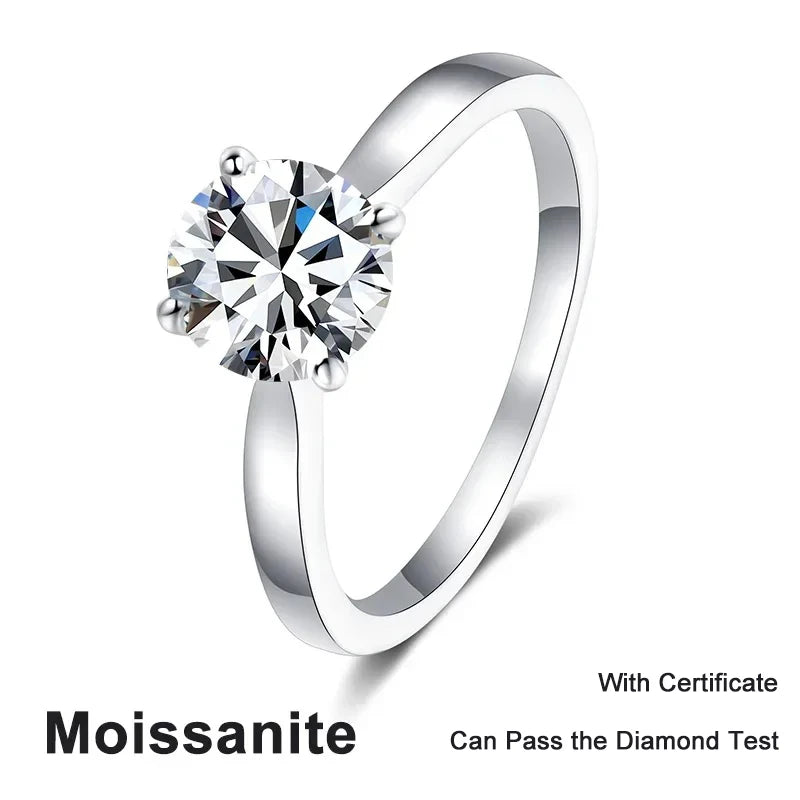 Anillo de compromiso NeeTim de moissanita de 2 quilates para mujer, plata de ley 925 con baño de oro, joyería de banda de boda de promesa con diamante de laboratorio