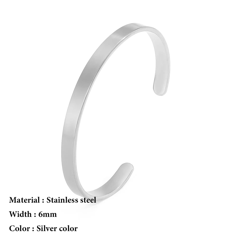 SUNIBI 4mm 6mm Edelstahl Manschette Goldfarben Armreif für Frauen Schmuck Geschenke Großhandel Dropshipping