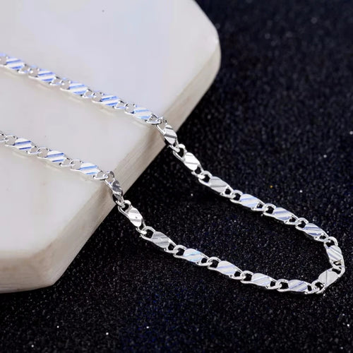 Neue Luxus 925 Sterling Silber Besondere 2MM Flache Schlüsselbein-Ketten Halsketten für Männer Frauen Hochzeitsschmuck Weihnachtsgeschenke 40-75cm