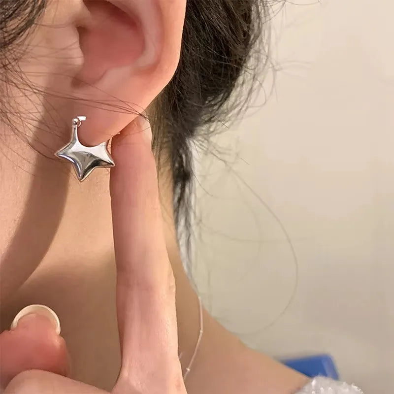 Pendientes de estrella sencillos vintage de plata de ley 925 para mujer, joyería de moda, previenen alergias, accesorios de fiesta, regalo