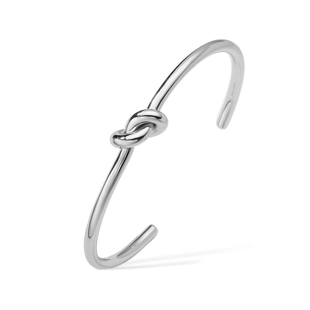 NEWBUY 2026 New Arrival Silver/Gold Color knot Design Bangles For Women Non-Fading Stainless Steel Jewelry