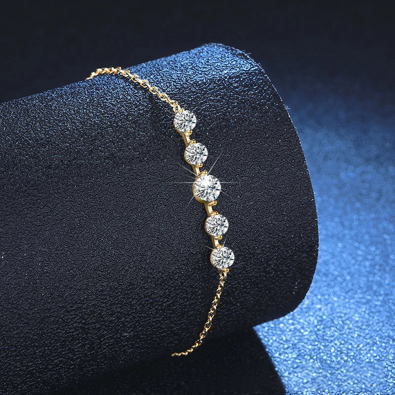 NeeTim Voll-Moissanit-Armbänder für Damen, S925 Sterlingsilber, im Labor hergestellte, diamantbeschichtete Goldarmbänder, Hochzeits- und Geburtstagsfeier-Schmuck
