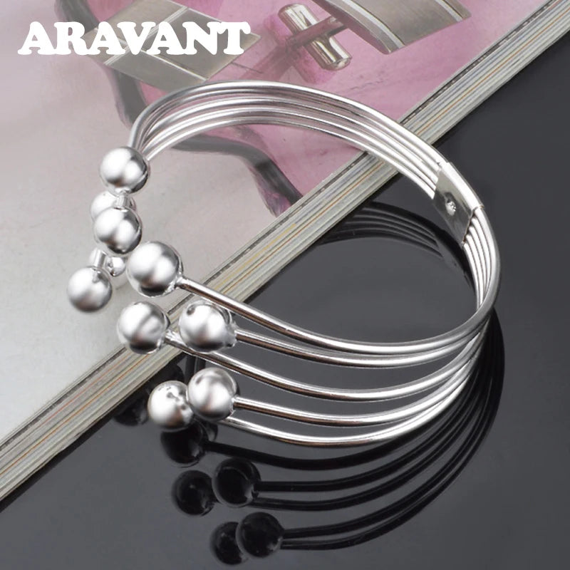 Aravant 925 Sterling Silber Mehrzeiliges Perlen-Armband für Damen, Hochzeitsschmuck Geschenke