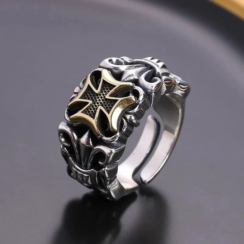 Neuer Punk Großer Kreuzring Verstellbare Größe Mode Herren Personalisiertes Design Schmuck Street Retro Gotik Trend SchmuckZubehör