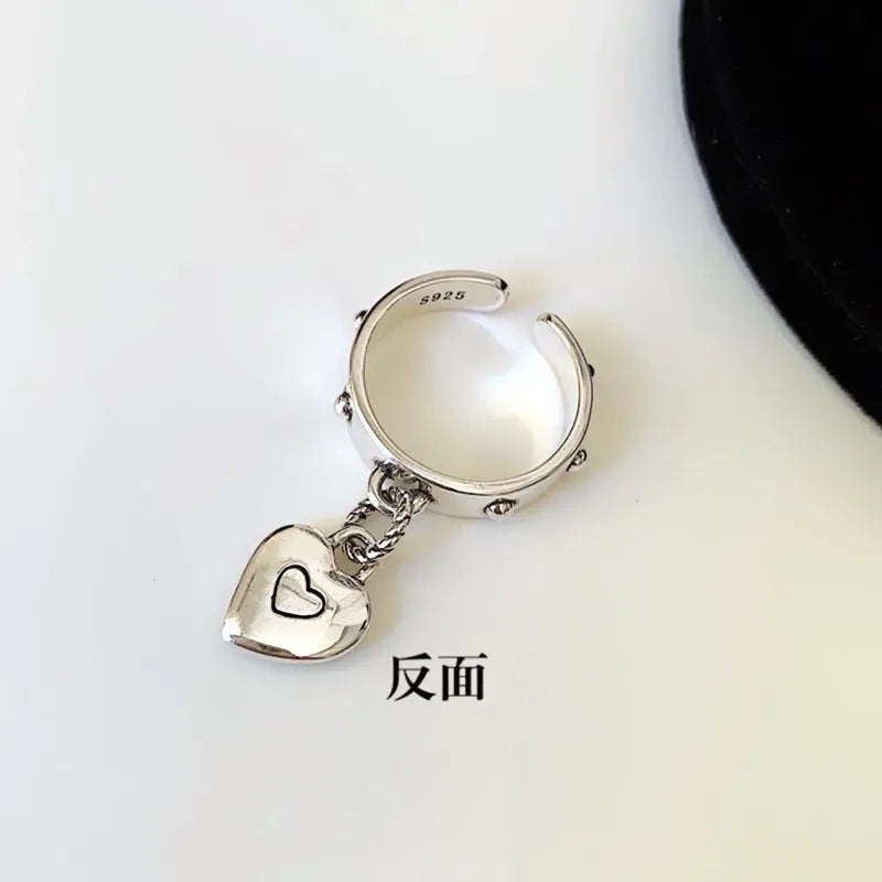 925 Sterling Silber Herzanhänger Verstellbare Ringe für Frauen Hochzeit Luxusschmuck Großhandel