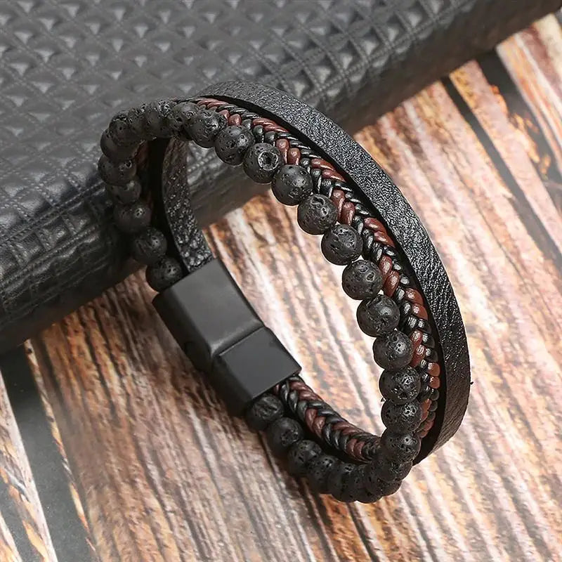 Klassisches Herren Lederarmband Neuer Stil Handgewebt Mehrschichtige Kombination Accessoire Mode Herrenschmuck Großhandel Dropshipping