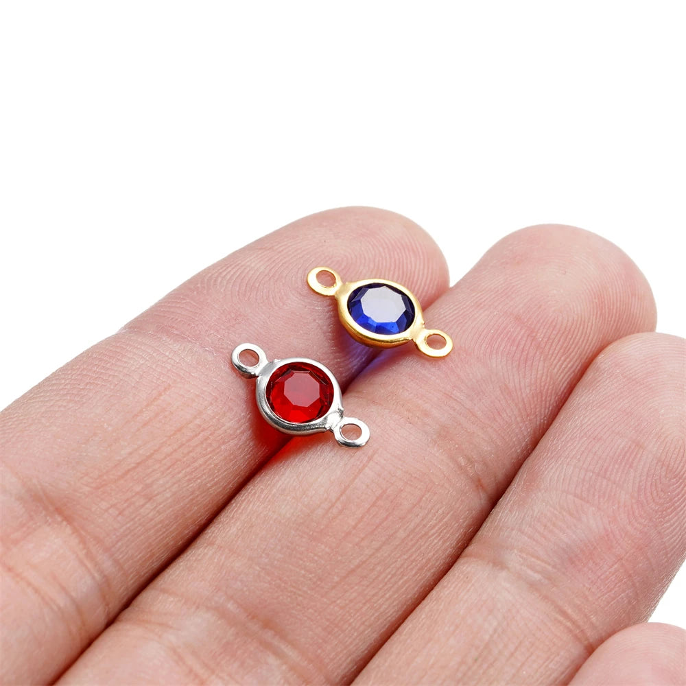 10 Stücke/Los Edelstahl Kristall Rund Doppelring Anhänger für DIY Armband Halskette Perlen Schmuckherstellung Zubehör