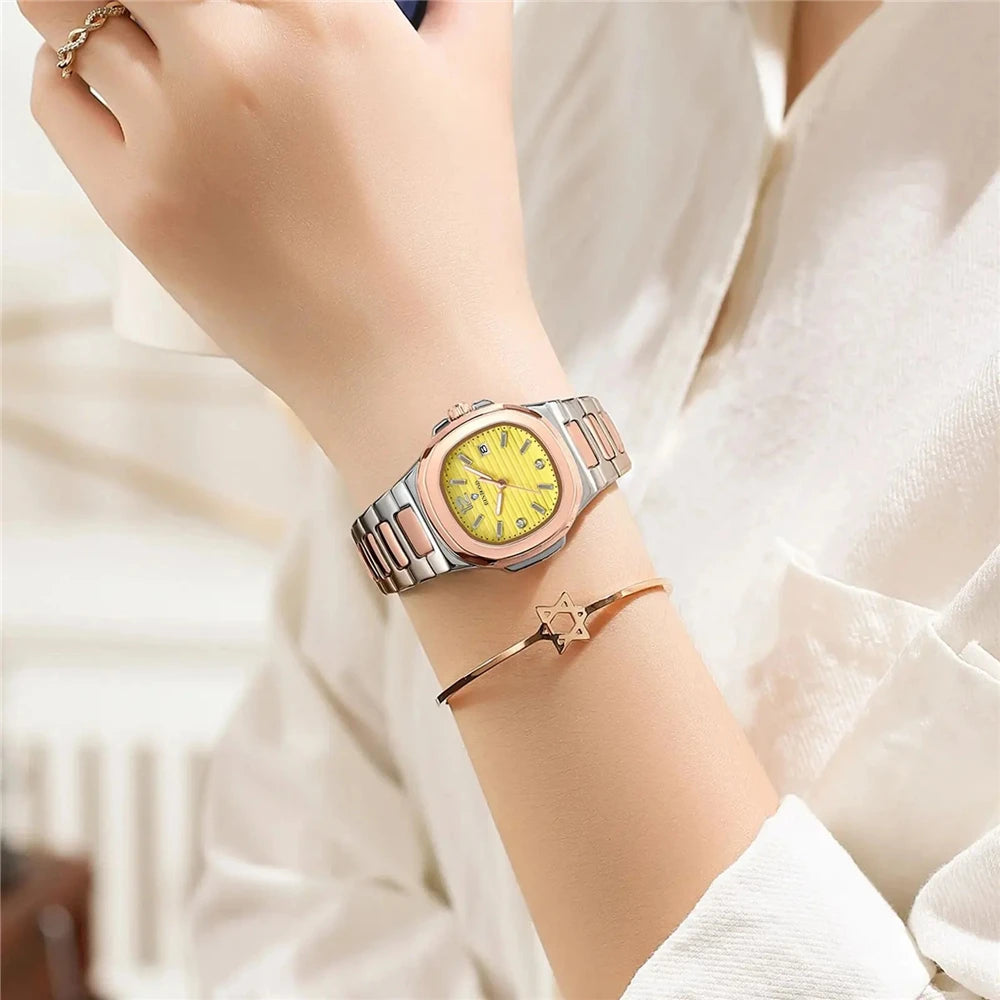 Relojes de pulsera de cuarzo digitales de moda nuevos de 31 mm Relojes de mujer de lujo pequeños Reloj de diamante dorado para mujer Reloj de mujer Reloj Muje