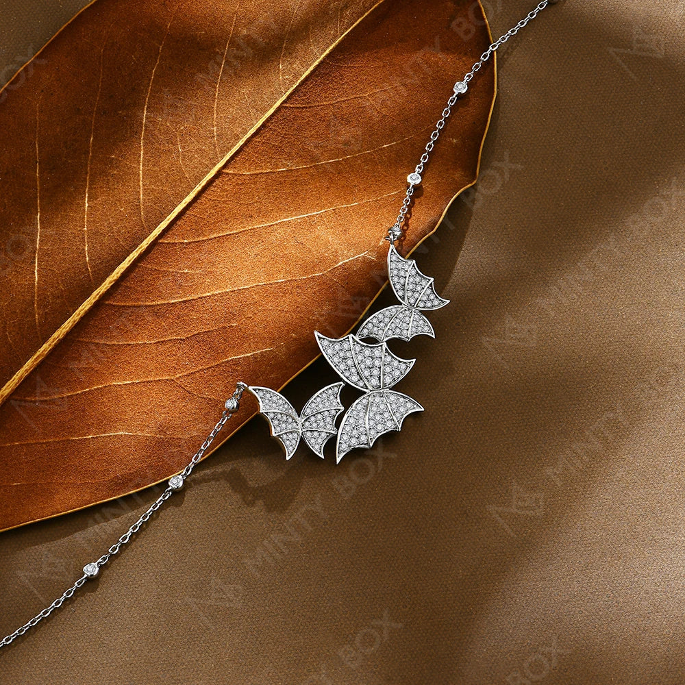 MINTYBOX S925 Sterling Silver Butterfly Moissanite Necklaces Lab Created Diamond for Women 45+5cm Chain Wedding Fine Jewelry