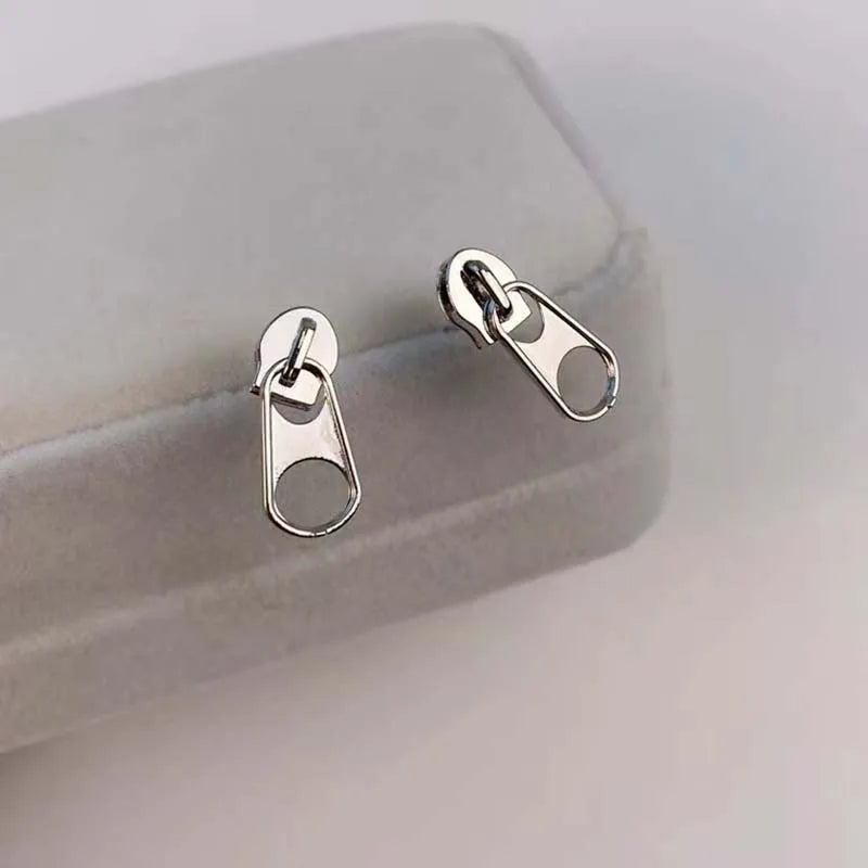 Reißverschlusskopf-Ohrstecker für Damen und Herren, hohl, kreativ, personalisiert, Metall-Stil, Y2K-Accessoires, Modeschmuckgeschenk