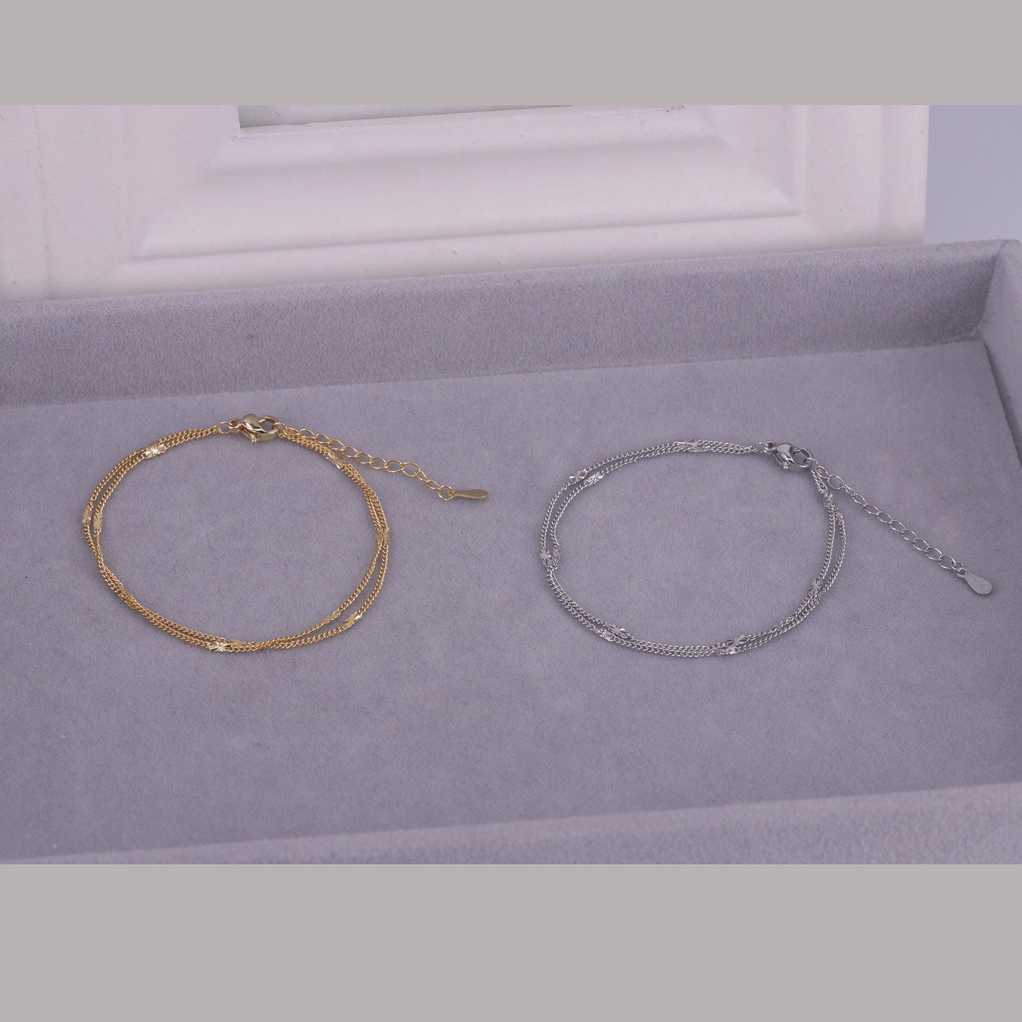 s925 Sterling Silber Doppelreihen Armband für Damen, elegant, schlicht, Süßwasser-Kette, Schmuck