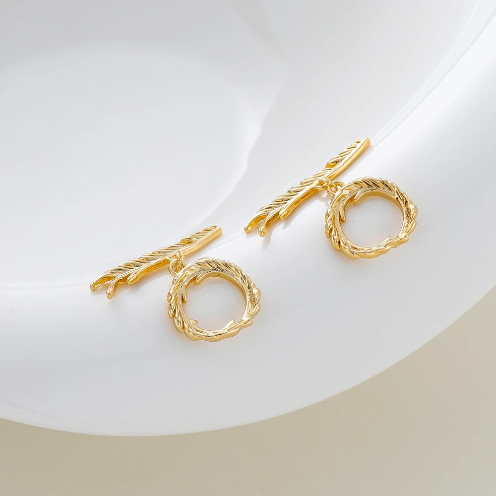 4 Sets 14K/18K Vergoldetes Messing O-Knebelverschluss-Verbinder für DIY Armband Halskette Schmuckherstellung Zubehör
