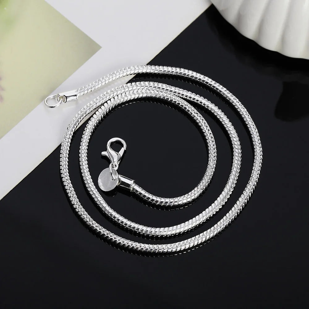 40-75cm 925 Plata de Ley 1MM/2MM/3MM Collar de Cadena de Serpiente Sólida Para Hombres Mujeres Joyería de Moda para colgante envío gratis