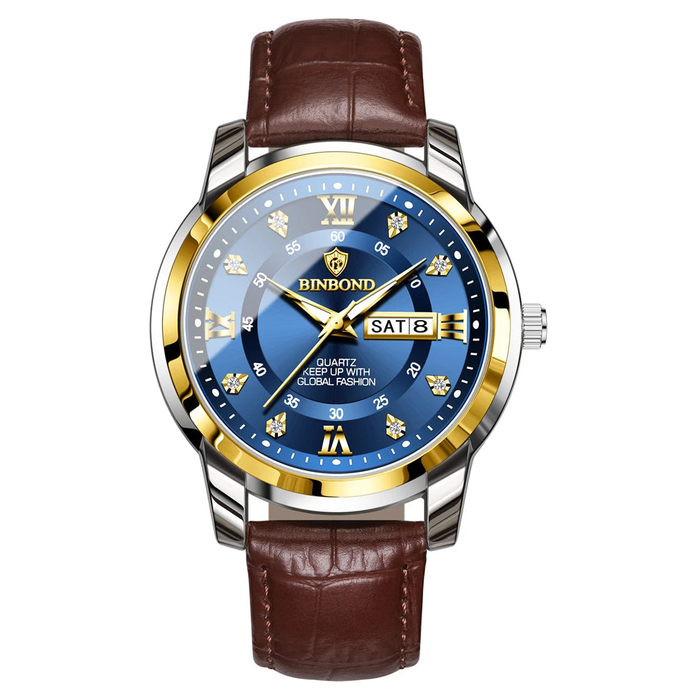 Relojes de pulsera de cuarzo a la moda para negocios, reloj de diamante dorado para hombre, reloj de lujo, relojes automáticos, regalos para hombre, Relojes
