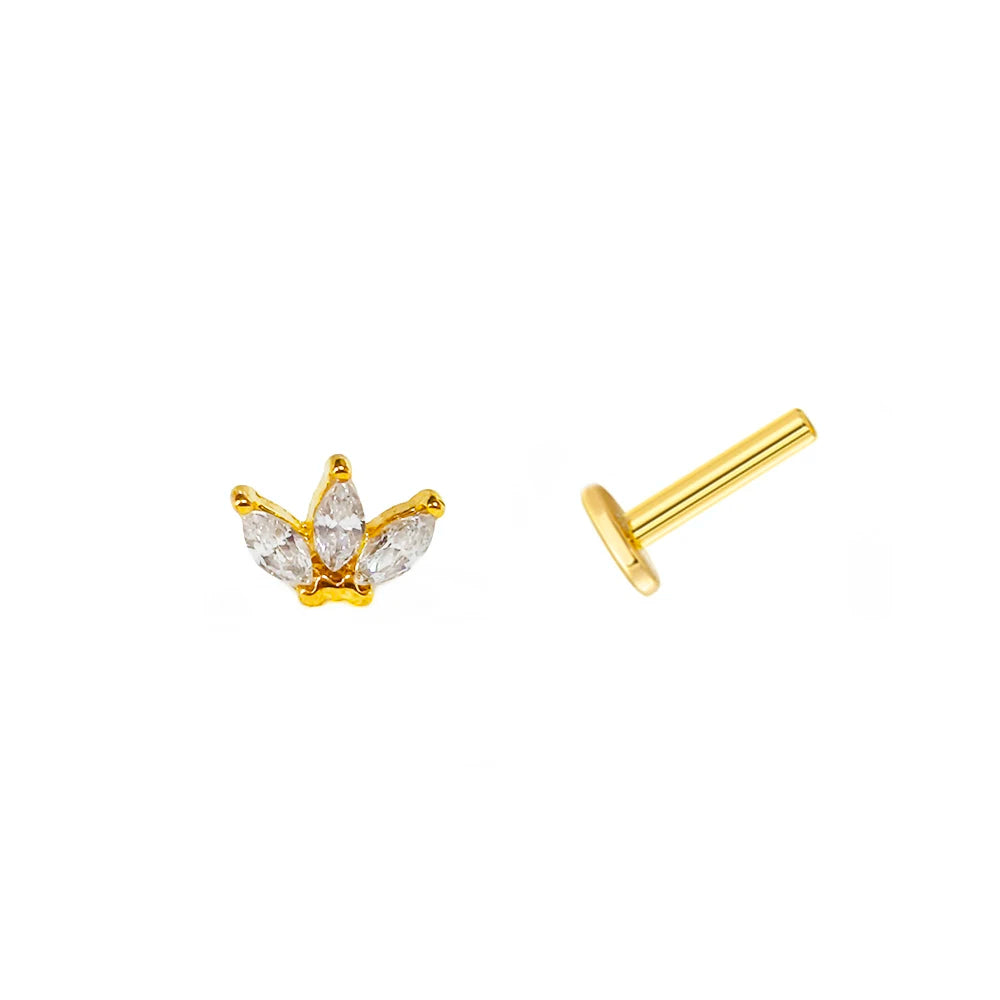 Piercing Labret de Rosca Interna Rayo Corona Abeja Flores Cartílago Pendiente Trago Conch Acero Inoxidable 316L Joyería Corporal