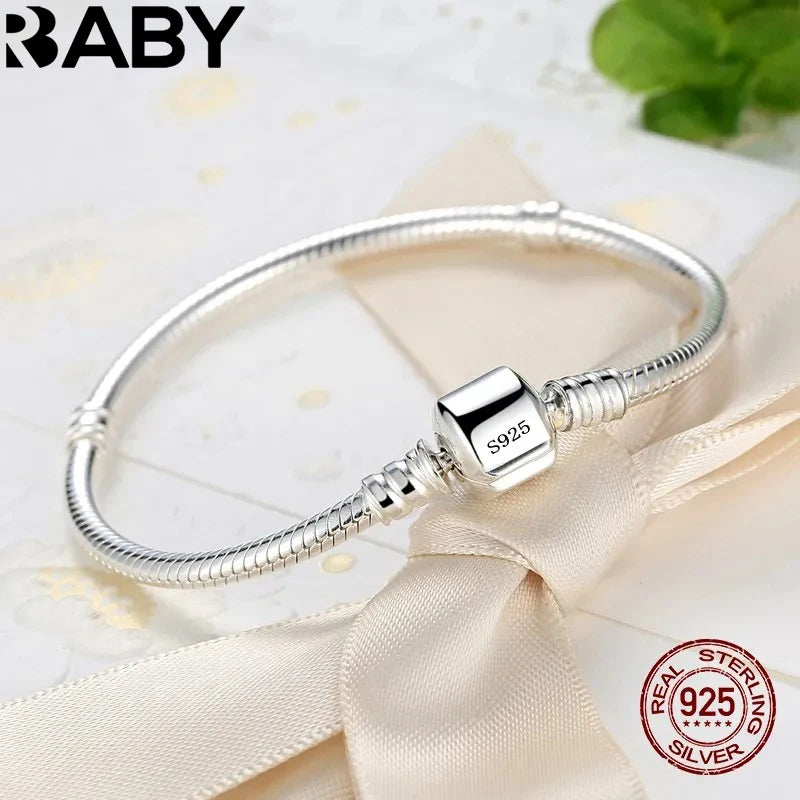 Handgemachter Original Feinschmuck 925 Sterling Silber Charm Armband Weiche Glatte Schlangenknochen Armbänder für Frauen