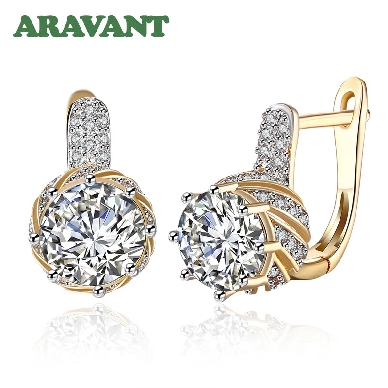 Aravant 925er Silber 18K Gold Ohrhänger für Damen Mode Party Schmuck Geschenke