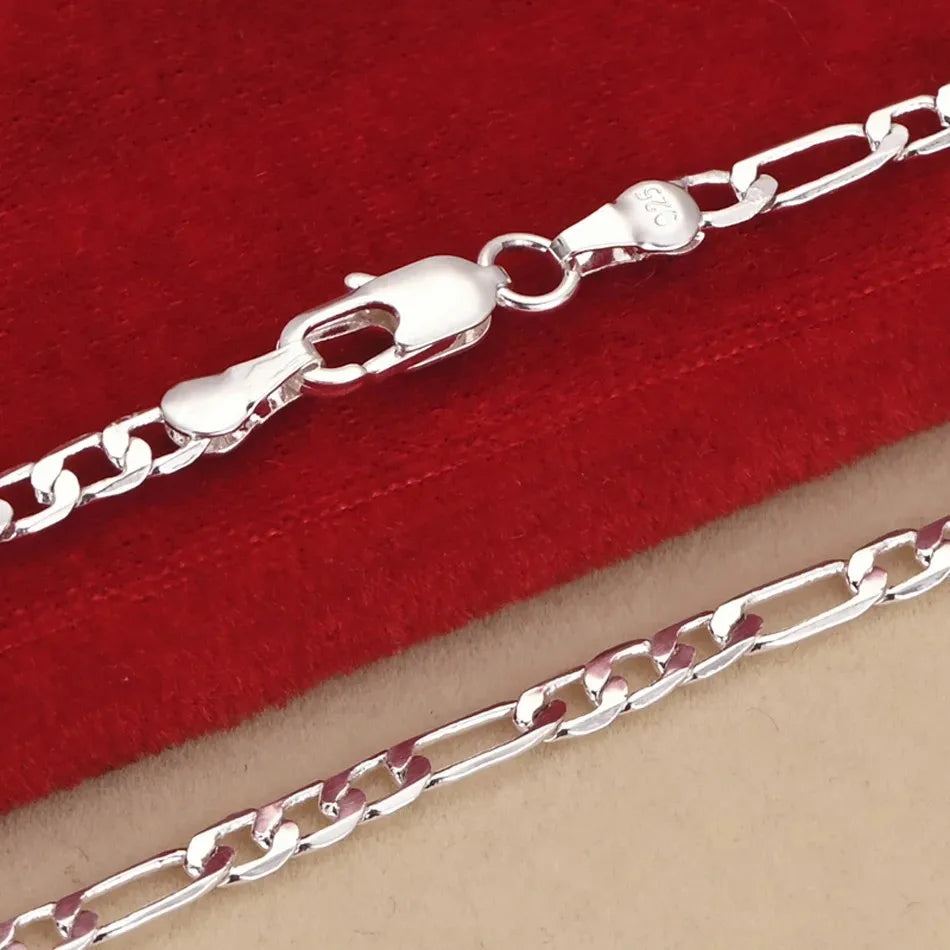 Edle Neuheit 925er Sterlingsilber 4MM Kette für Herren Damen Armband Halskette Schmuckset Damen Weihnachtsgeschenke Charms Hochzeit