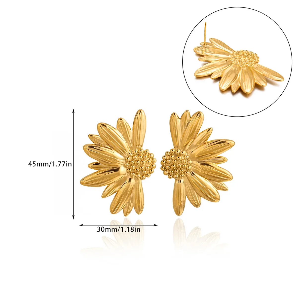 Pendientes de acero inoxidable con flor geométrica para mujer, aretes dulces con forma de girasol, chapados en oro, joyería para perforación de orejas, accesorios de boda, regalos