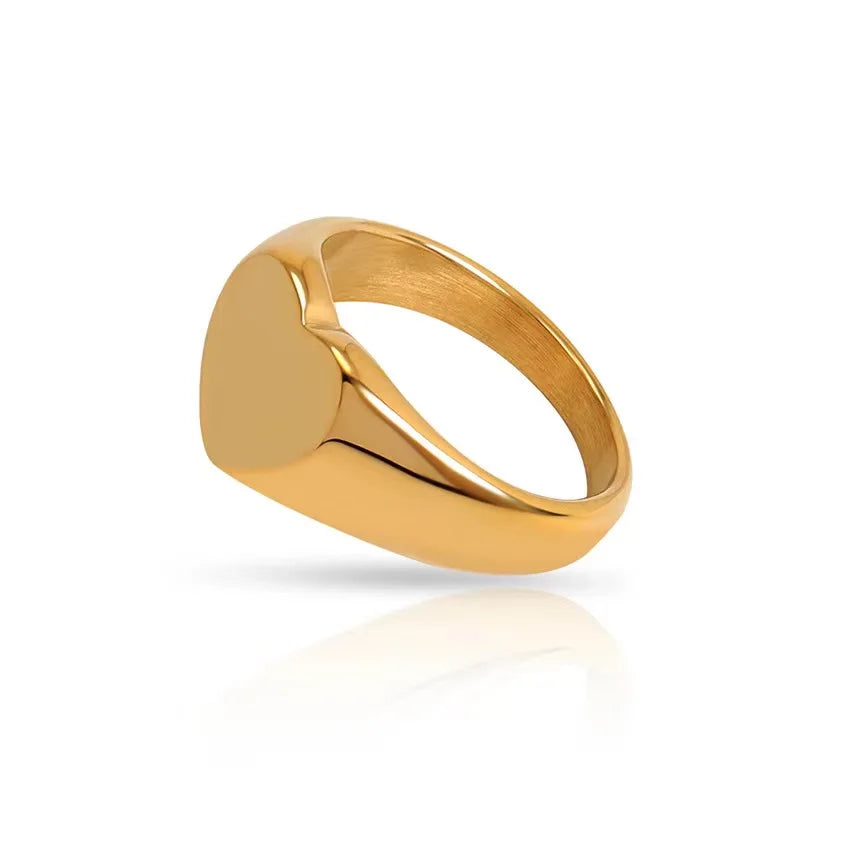 Anillo de Corazón para Pareja Acero Inoxidable 316 Estilo Punk Joyería Geométrica Anillo Personalizado Regalo para Mujeres Día de San Valentín