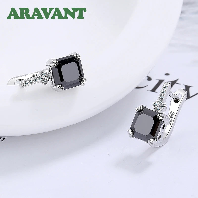 Aravant Pendientes Colgantes Cuadrados de Circonia de Plata de Ley 925 para Mujer Joyería de Moda