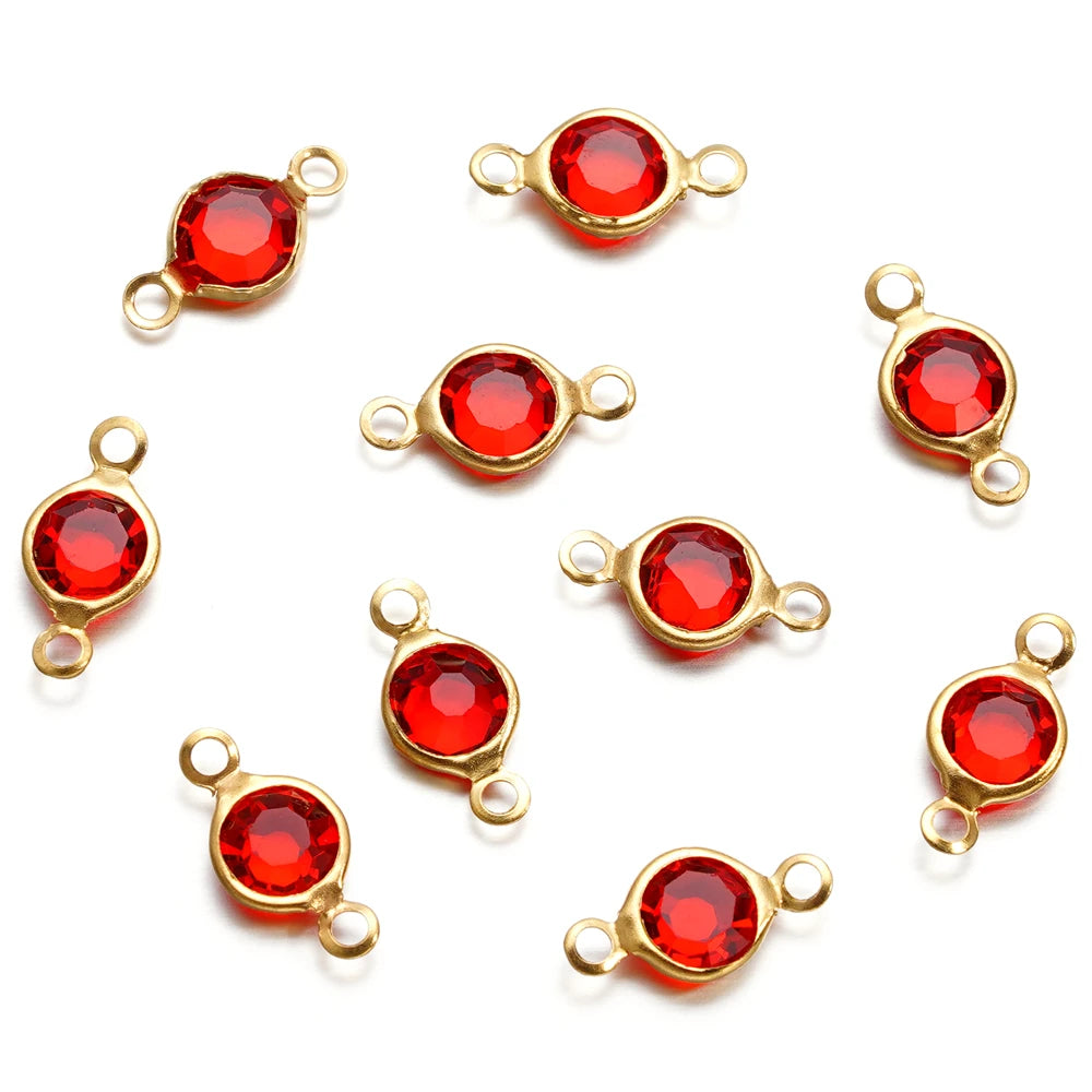 10 Stücke/Los Edelstahl Kristall Rund Doppelring Anhänger für DIY Armband Halskette Perlen Schmuckherstellung Zubehör