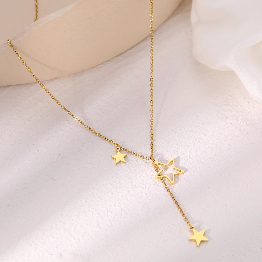 Stainless Steel Necklaces Exquisite Stars Tassel Pendants Temperament Chain Everyday Wear Necklace For Women Jewelry Party Gifts