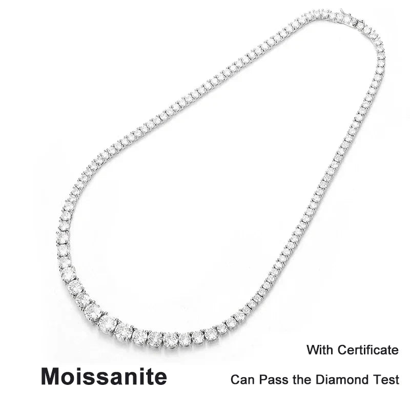 NeeTim Collar de tenis de moissanita para mujer Joyería de boda Plata de ley 925 con chapado en oro Collares con certificado