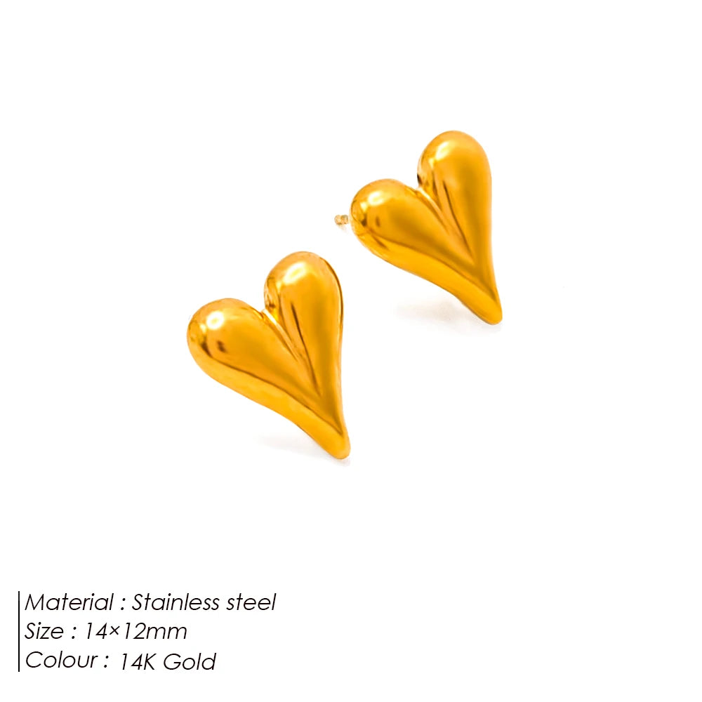 Pendientes de tuerca de acero inoxidable SUNIBI para mujer, color dorado, color plateado, pendientes sencillos, aros gruesos y lisos para esposas, joyería de moda.