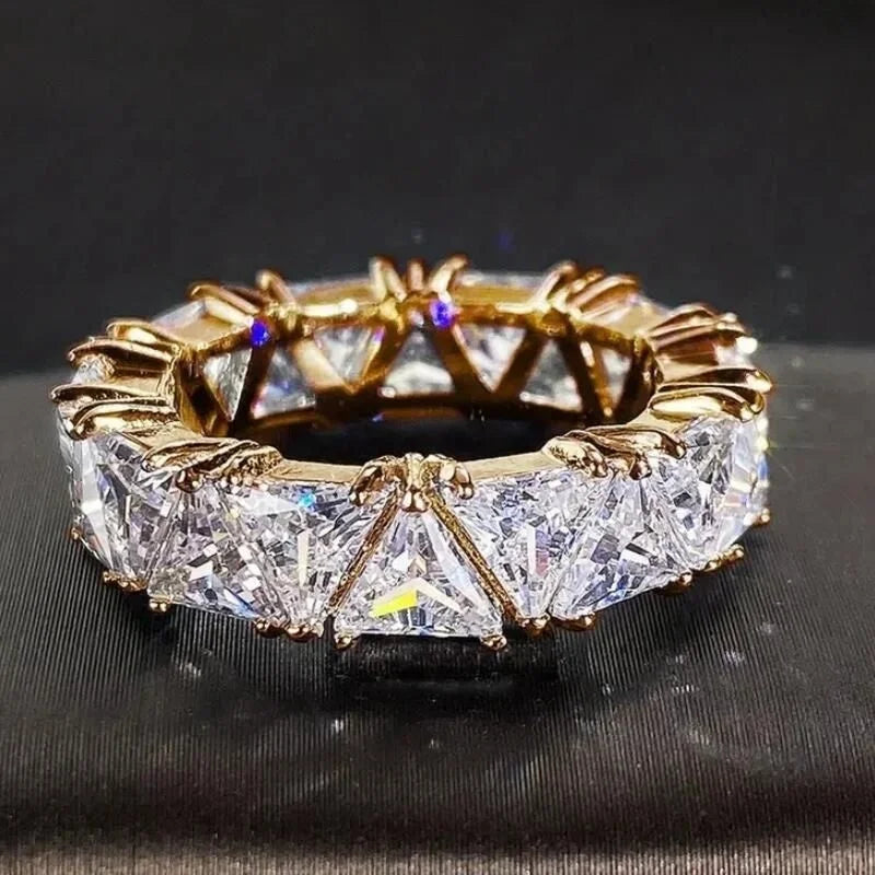 Geometrische Mode Gold Farbe Intarsien Bunte Zirkon Ringe für Frauen Party Accessoires Geschenke Kundenspezifischer Schmuck