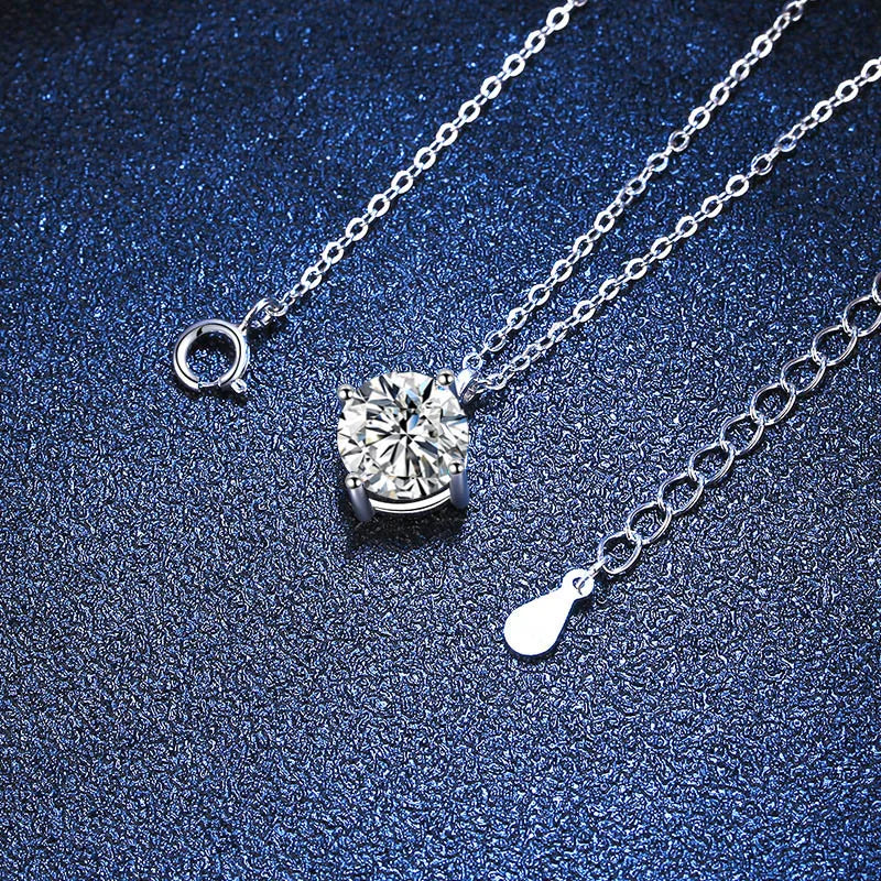 NeeTim 1ct 2ct 3ct D VVS1 Collar de Moissanita para Mujer Plata de Ley 925 con Baño de Oro Blanco Diamante de Laboratorio Colgante Brillante