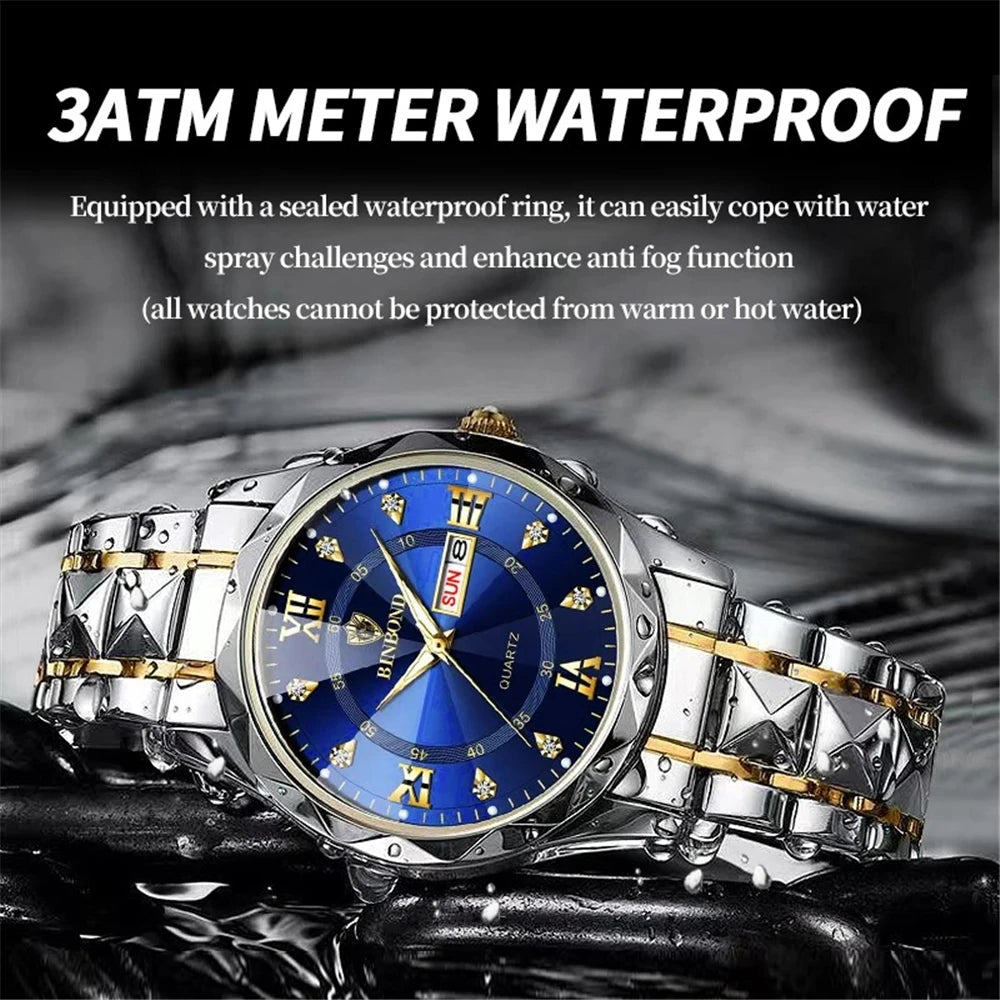 Nuevo Oro Negocios Cuero Casual Diamante Reloj Hombres Lujo Relojes Automáticos Relojes de Pulsera de Moda para Hombres Cuarzo Orologi Uomo