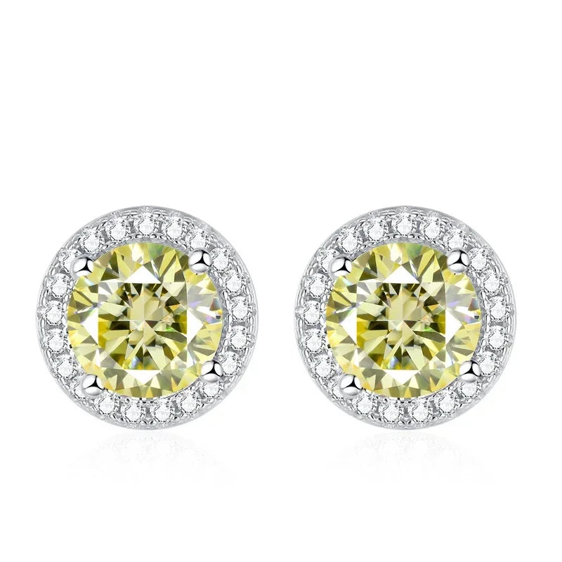 NeeTim Moissanite Ohrstecker für Damen 925 Sterling Silber Grün Blau Pink Rot Schwarz Blau Funkelnde Moissanite Ohrstecker