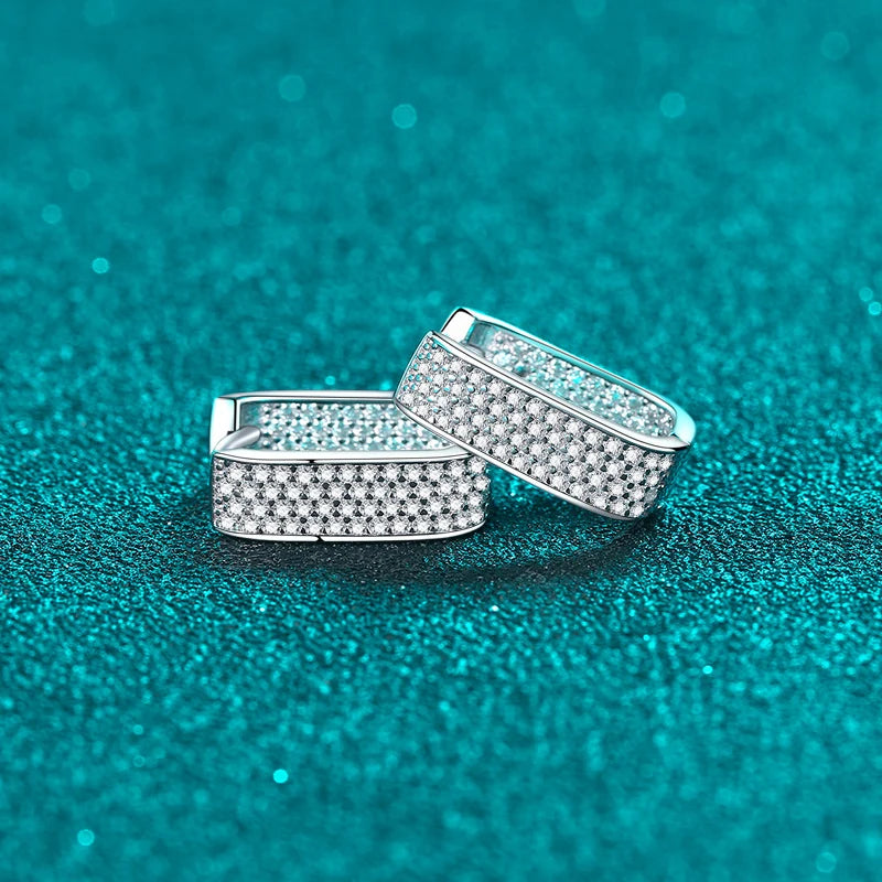 Pendientes NeeTim de moissanita con brillo de color completo, de plata de ley 925, clásicos, con aros brillantes para mujer, joyería de boda