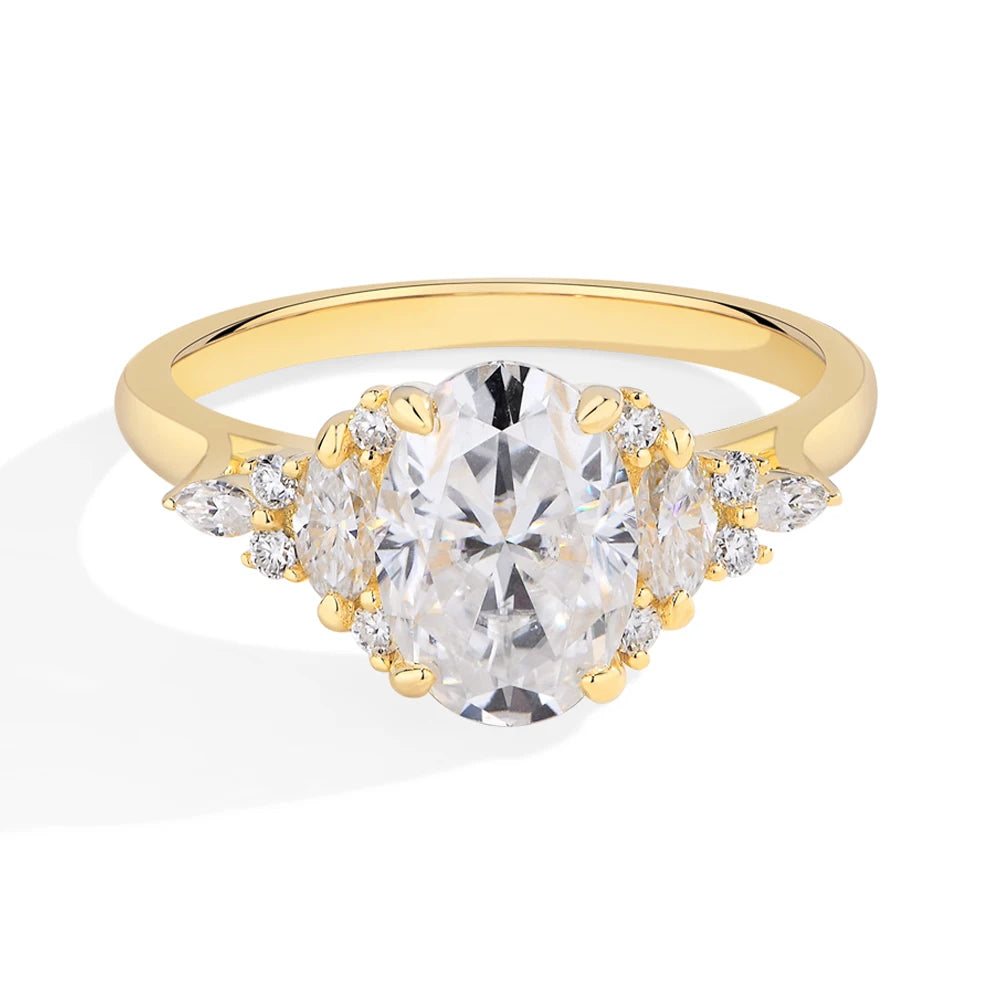 MINTYBOX 3,0 ct im Labor gezüchteter Diamant Verlobungsring S925 Sterling Silber Oval Moissanit Ringe für Damen 18K vergoldeter Schmuck