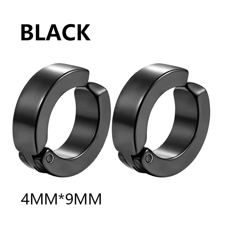 2 Stk. klassische koreanische Punk Edelstahl Ohrclips Ohrringe für Herren Damen Schwarz ohne Piercing Fake Ohrkreis Neuer Pop-Schmuck