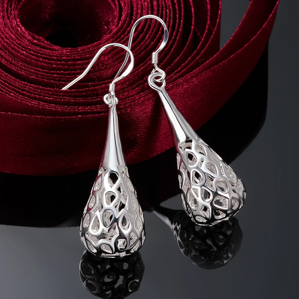 Pendientes de aro redondos simples de plata de ley 925 de alta calidad para mujer, joyería de moda para boda y compromiso