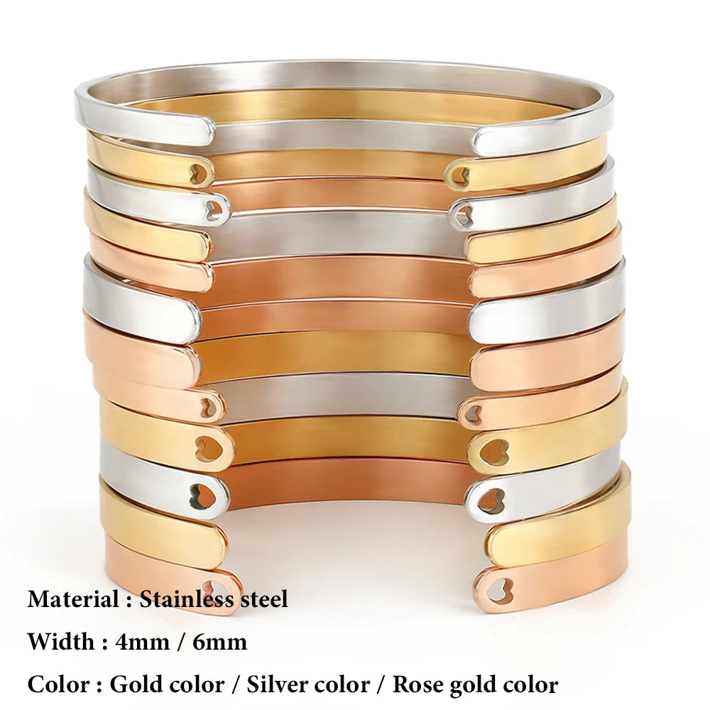 SUNIBI 4mm 6mm Edelstahl Manschette Goldfarben Armreif für Frauen Schmuck Geschenke Großhandel Dropshipping
