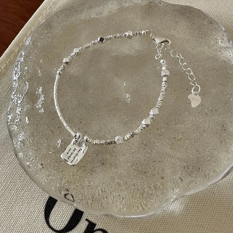 Sterling Silver plated Thai Silver Bracelet for Women Vintage Geometric Heart Love Lucky Punk Jewelry 2023 New Dropship