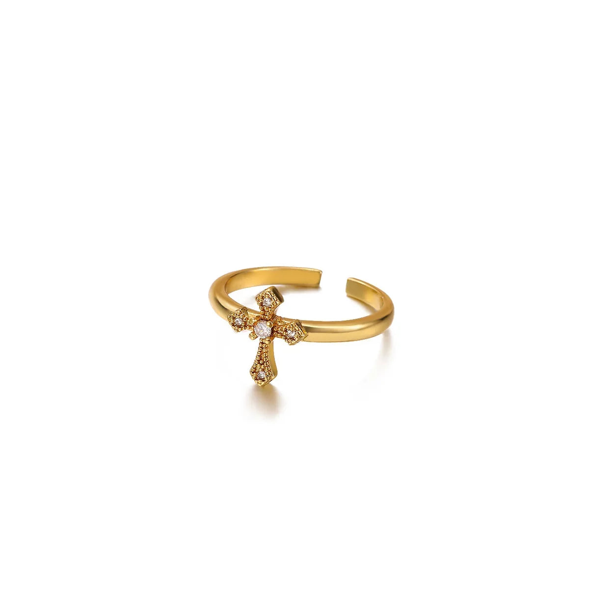 Edelstahl Kleine Zirkonringe für Frauen Exquisiter Goldfarbener Sonnen-Doppelring Punk Hip-Hop Accessoire Bague Schmuckgeschenk