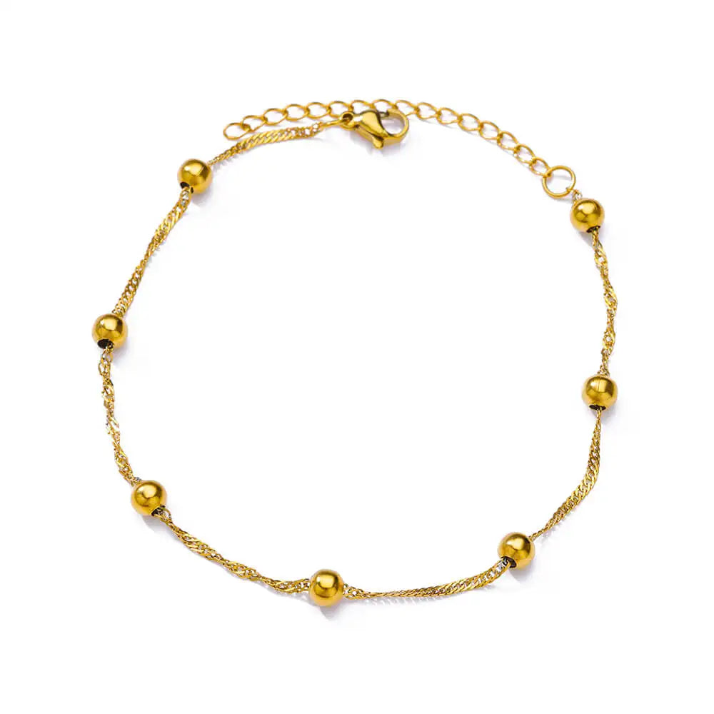 Tobilleras Boho Drops para mujer, tobillera de acero inoxidable chapada en oro, regalo de joyería estética de lujo para boda