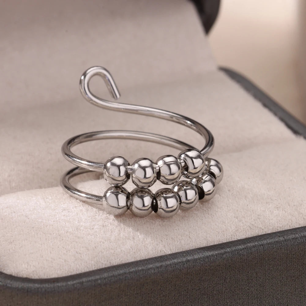 Punk Chunky Ball Ringe für Frauen Männer Gold Farbe Edelstahl Angstperlen Ring Trendy Schmuck Finger Accessoires Geschenk BFF