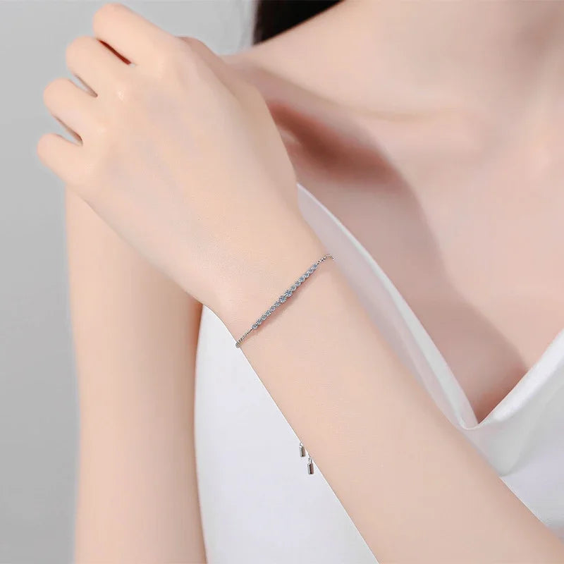 NeeTim Full D VVS1 Moissanit Armbänder für Frauen S925 Sterlingsilber Labor Diamant Armband Hochzeit Geburtstag Party Schmuck Geschenk