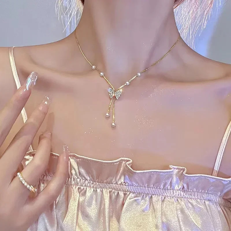 Vintage Golden Silver Color Heart Pendant Necklace for Women New Trend Girls Clavicle Chain Jewelry Birthday Gifts Wholesale