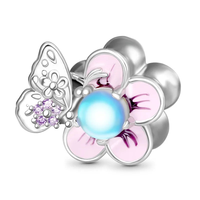2026 925 Silber Blume, Schmetterling, Highland-Kuh, Motorrad-Anhänger passend für europäisches Original-Armband DIY Schmuck Exquisiter Schmuck