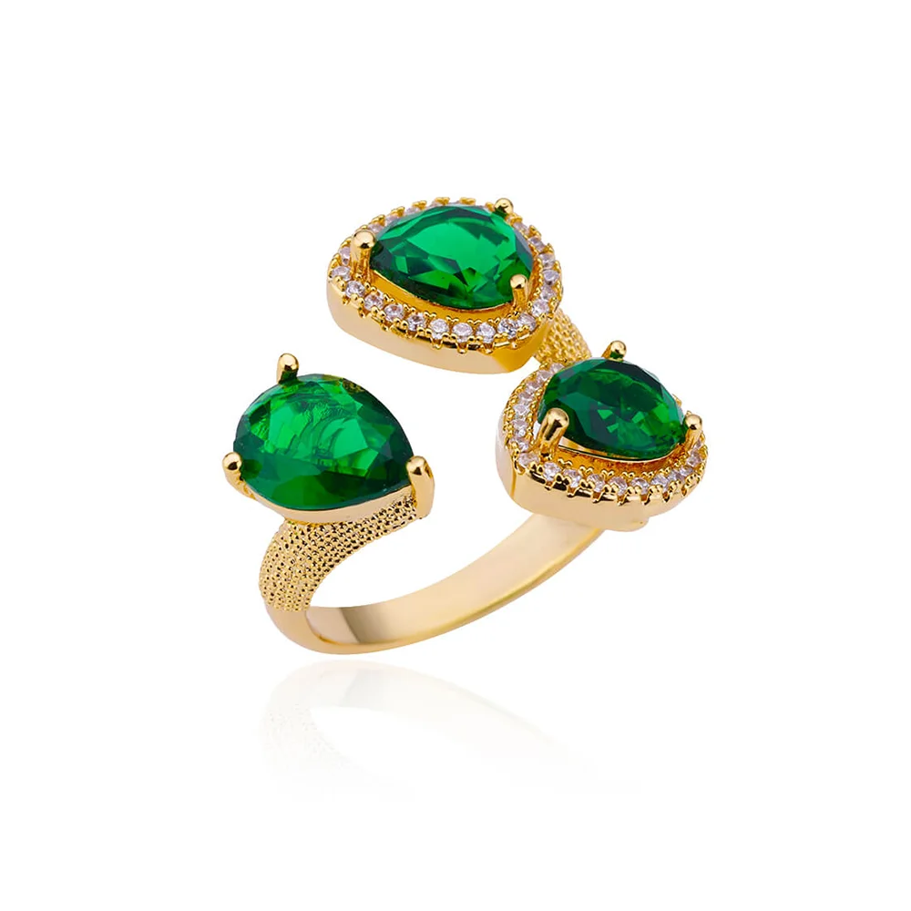 Luxuriöse bunte Zirkonringe für Damen, modischer goldfarbener Edelstahl-Offener Fingerring, Hochzeitsparty, ästhetischer Schmuck, Geschenk