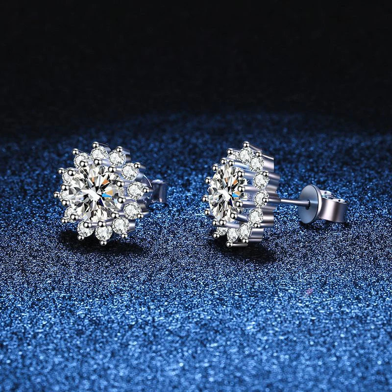NeeTim 1CT Moissanit Ohrringe für Damen Mädchen 925 Sterling Silber Funkelnder Diamant Ohrstecker Hochzeit Verlobung Schmuck Geschenk