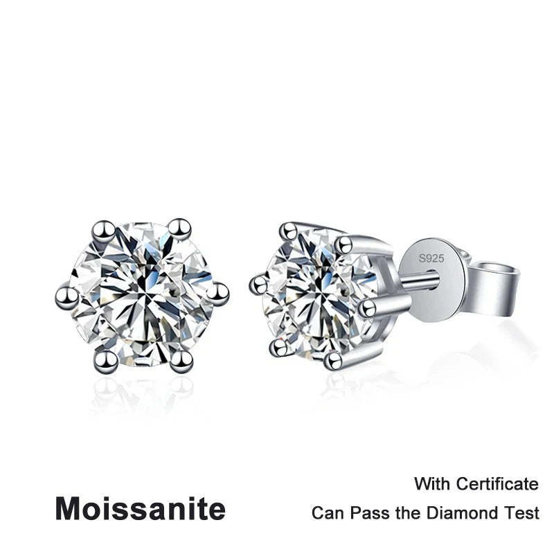 Pendientes de moissanita NeeTim de 0,1 a 3 quilates, color D, diamante de laboratorio, plata de ley 925 con chapado en oro, joyas para bodas y fiestas